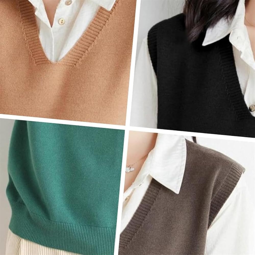 Women's Ultra-Soft V-Neck Knit Vest, Solid Color Sleeveless